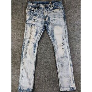 Evolution In Design Mens 32x32 Acid Wash Distressed Ripped Jeans Stretch Y2K